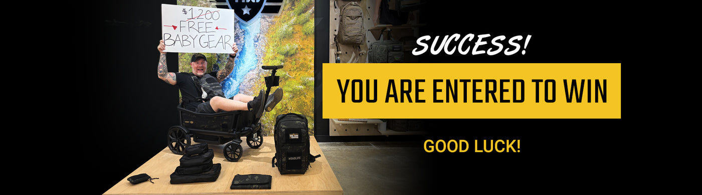 Promotional banner with text 'SUCCESS! YOU ARE ENTERED TO WIN' and a person in a wheelchair holding a sign.