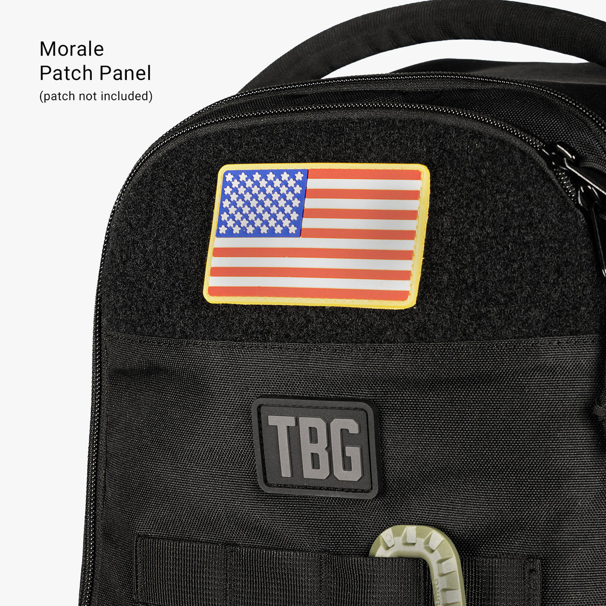 Compact Daypack Mini featuring a morale patch panel, ideal for tactical use and everyday carry. Mat not included.