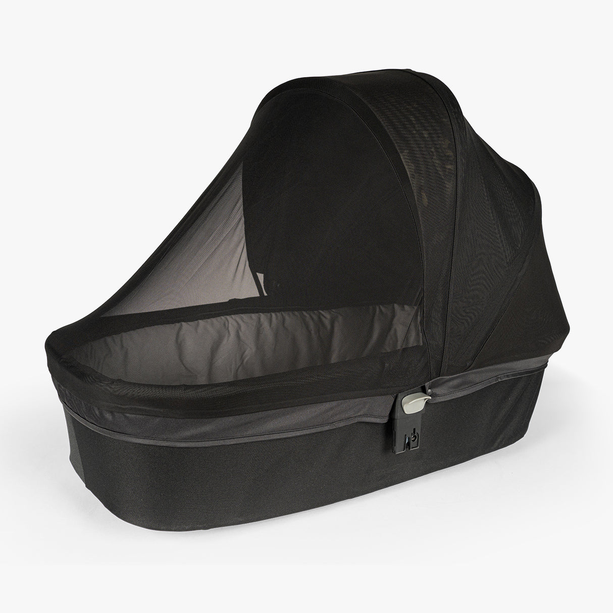 Black bassinet bug net designed for the S-1® bassinet, providing protection from insects while ensuring ventilation.