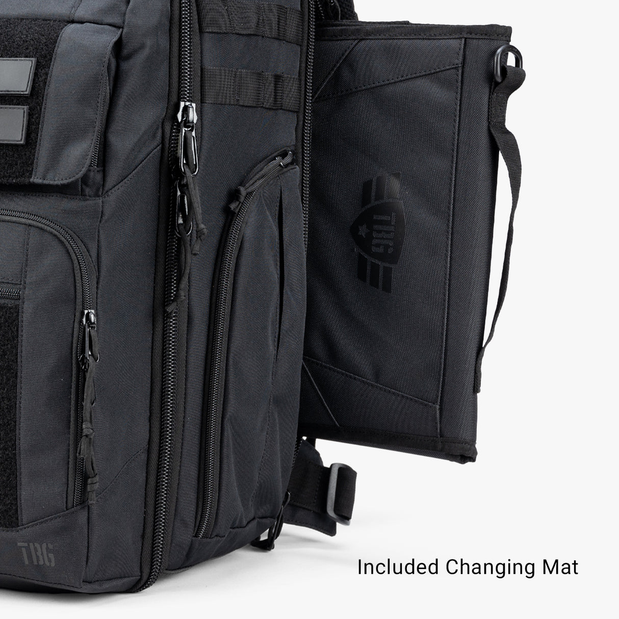 Everyday Backpack Everyday Diaper bag Front Third Chaning mat Black