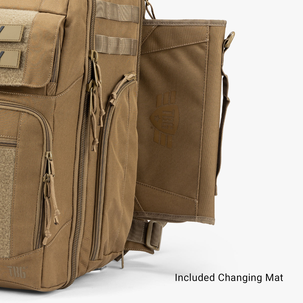 Everyday Backpack Everyday Diaper bag Front Third Chaning mat Coyote Brown