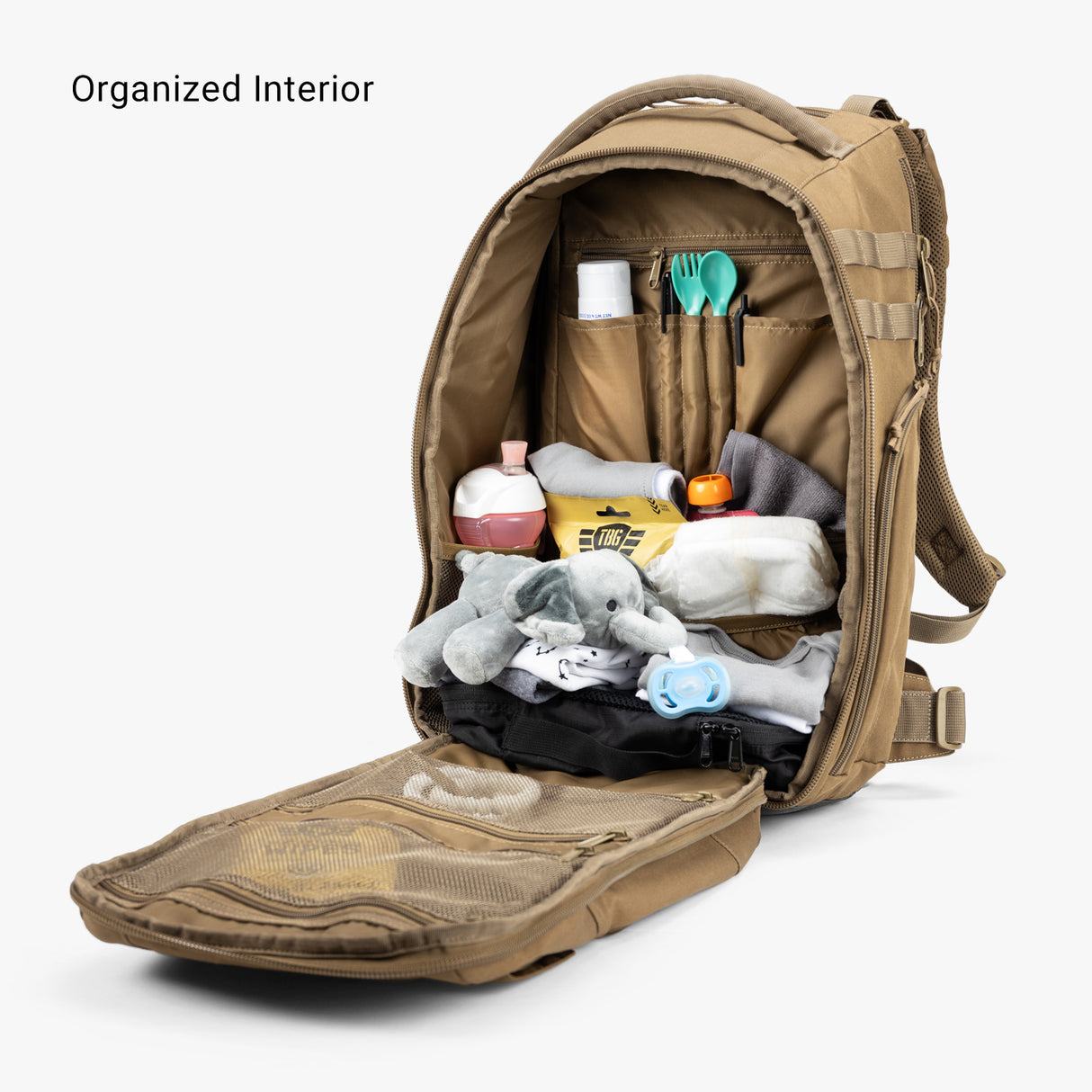 Everyday Backpack + Baby Carrier Bundle Everyday Diaper bag Interior Organization Coyote Brown