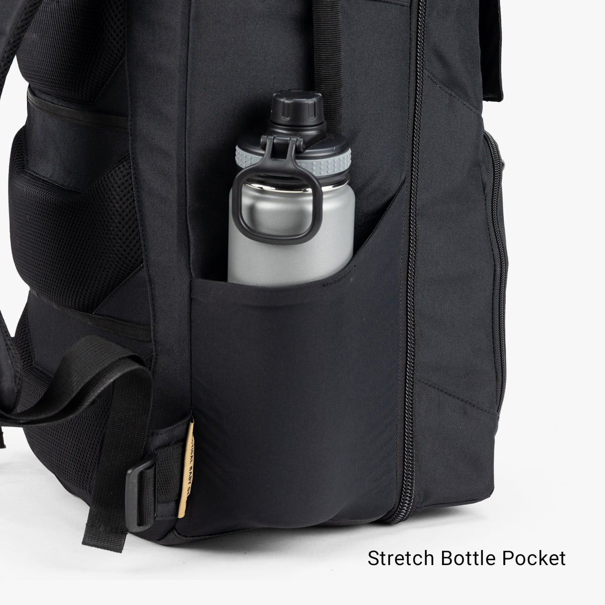 Everyday Backpack Everyday Diaper bag Stretch Bottle Pouch Full Black