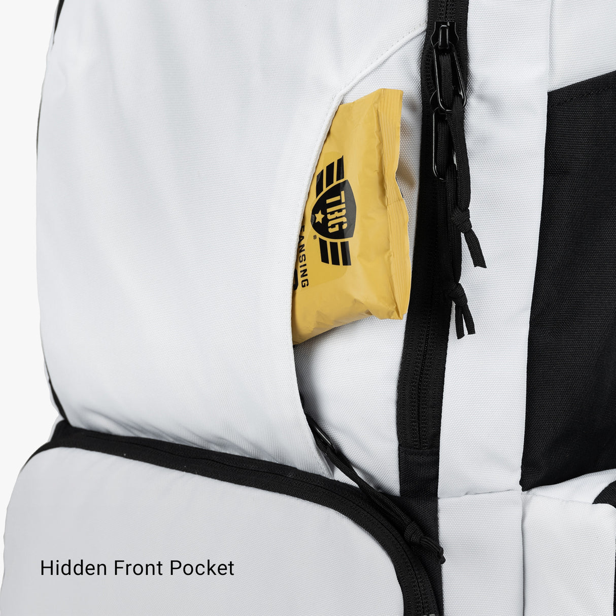 Expedition Diaper Bag Expedition Diaper bag Front Hidden Accessory Pocket Arctic White