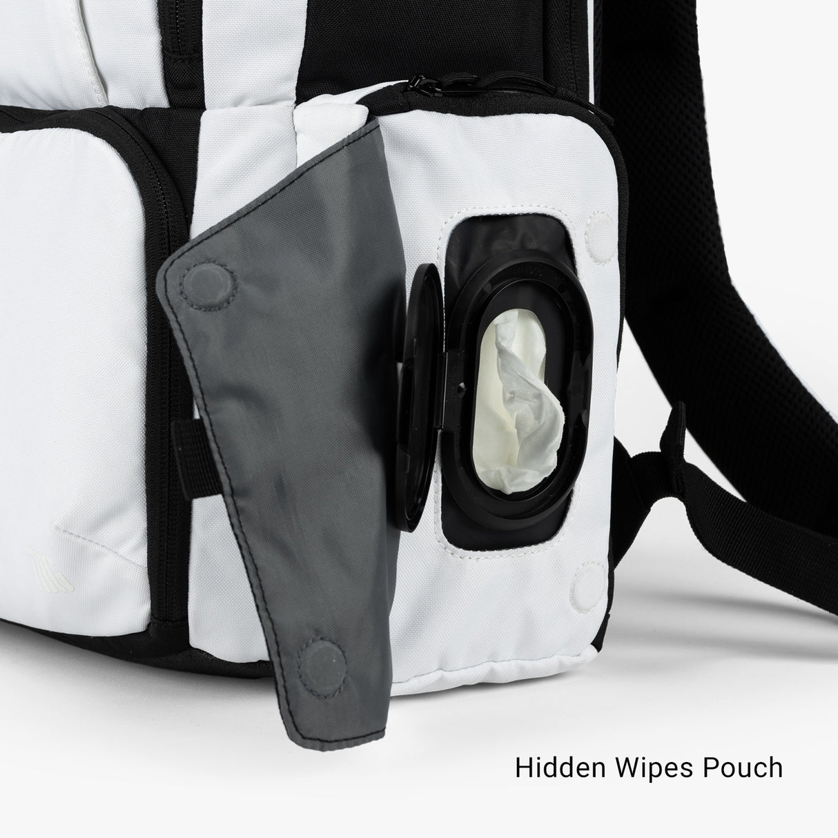 Expedition Diaper Bag Expedition Diaper bag Wipes Pouch Opened Arctic White