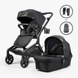 Stroller and bassinet bundle with adjustable handle, included car seat adapters, and a bassinet for newborns.