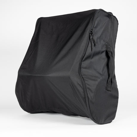 Black S-1 Stroller Travel Bag with logo, displayed on a plain background, emphasizing its storage capacity and durability.