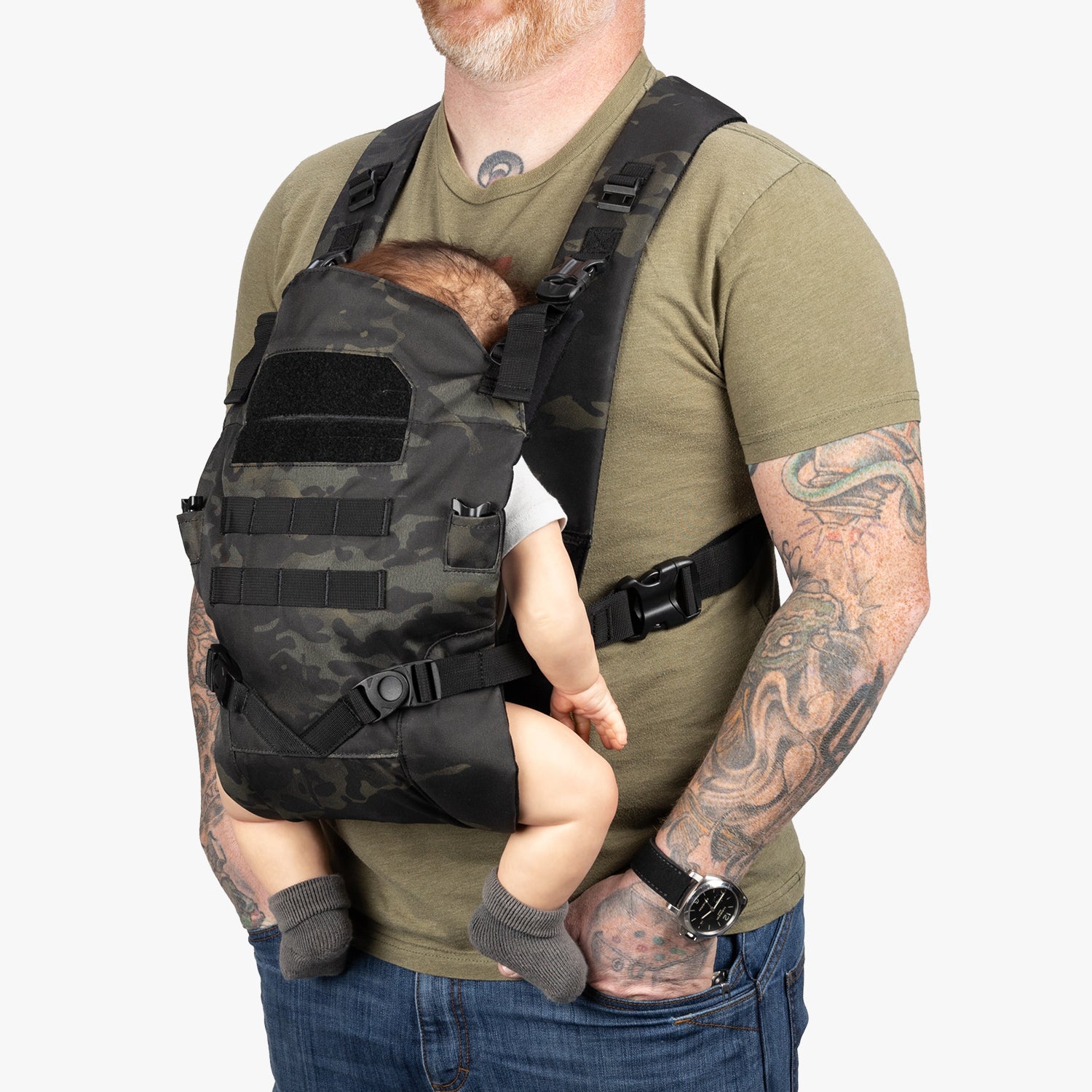 Tactical Baby Carrier® Tactical Baby Carrier Left Three Quarter Multicam Black Tactical Baby Carrier® Tactical Baby Carrier Left Three Quarter Multicam Black