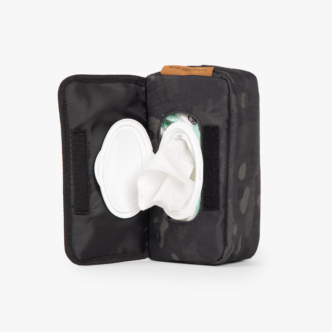 Durable Tactical Wipe Pouch with a secure closure, designed for easy access to wipes on the go. Ideal for parents.