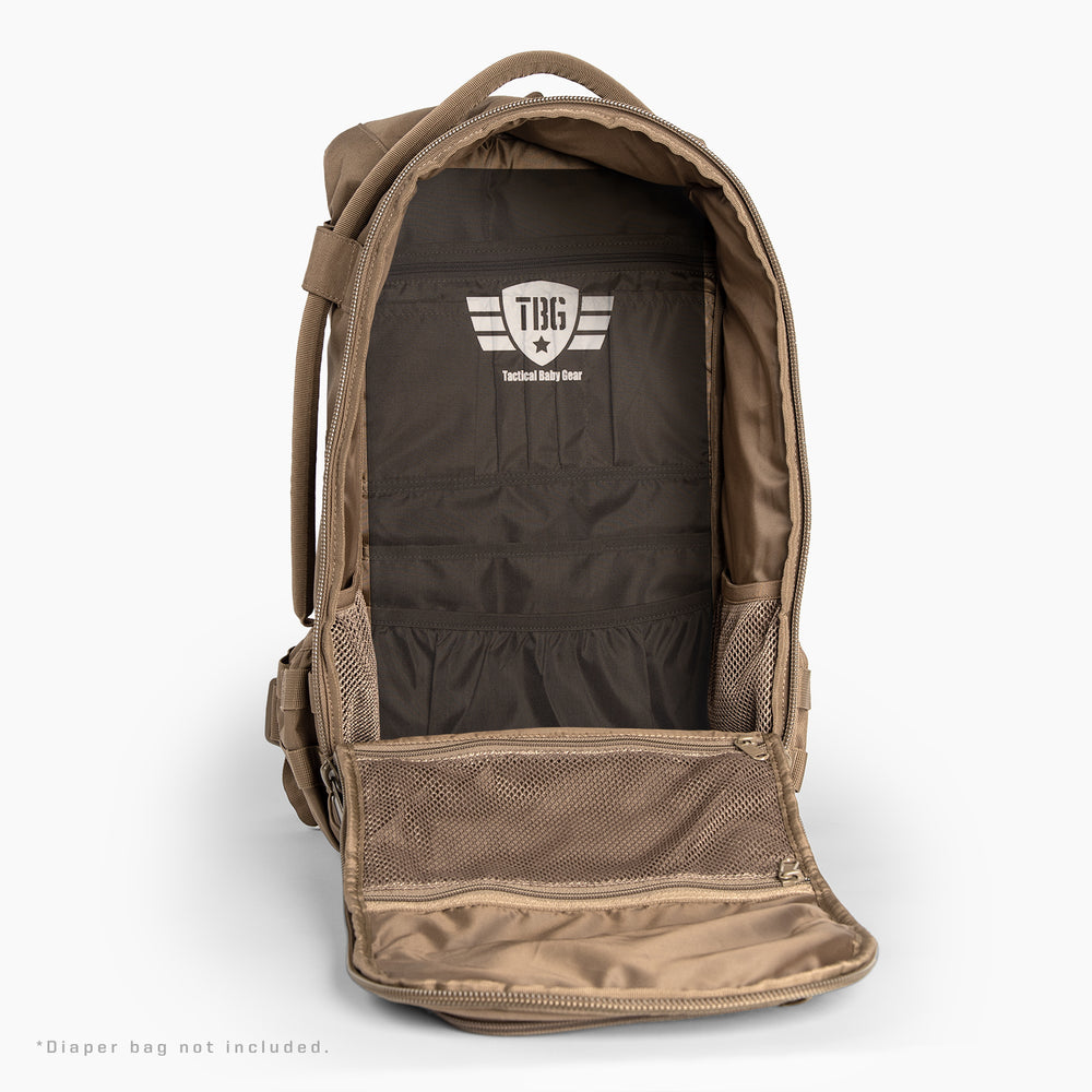 Body armor panel shown in diaper bag backpack. Body armor panel shown in diaper bag backpack.