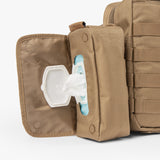 Tactical Wipe Pouch® in tan, featuring an open compartment for easy access to wet wipes. Durable and practical design.