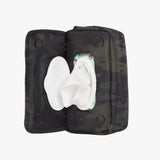 Tactical Wipe Pouch® in camouflage pattern, featuring an open lid with wipes partially pulled out for easy access.