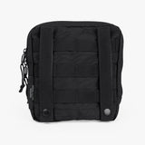 Rugged black tactical utility pouch featuring MOLLE webbing and secure snap closures for versatile storage.
