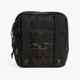 Rugged black tactical utility pouch with MOLLE webbing, designed for versatile storage and organization.