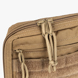 Tactical Utility Pouch featuring durable fabric, dual zippers, and multiple compartments for organized storage.