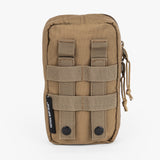 Rugged Tactical Wipe Pouch® in tan, featuring MOLLE webbing and a durable zipper for easy access and storage.