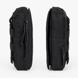 Tactical Wipe Pouch® in black, featuring a compact design with zippers and attachment straps for easy access.