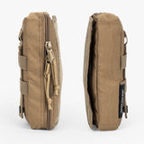 Rugged Tactical Wipe Pouch® in tan, featuring a durable design with zippers and attachment straps for easy access.