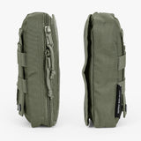 Rugged Tactical Wipe Pouch® in olive green, featuring durable zippers and side straps for secure attachment.