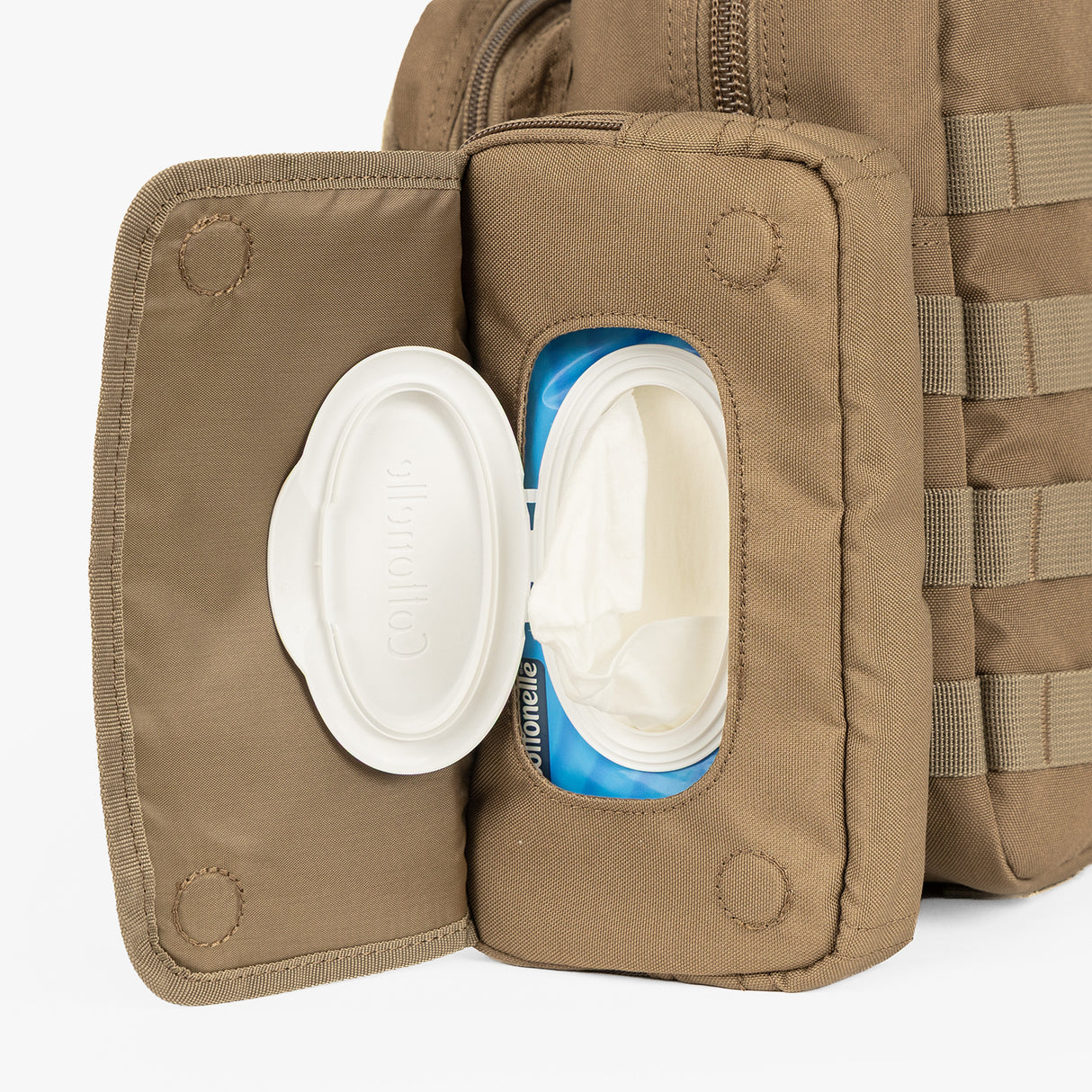 Tactical Wipe Pouch® featuring a secure closure and easy access to wipes, designed for rugged parenting needs.