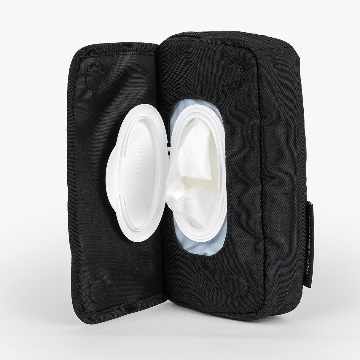Durable Tactical Wipe Pouch with a zippered closure and easy-access opening for convenient wipe storage.