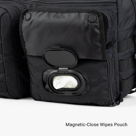 Deuce Diaper Bag Deuce Diaper bag Wipes Pocket Opened Black