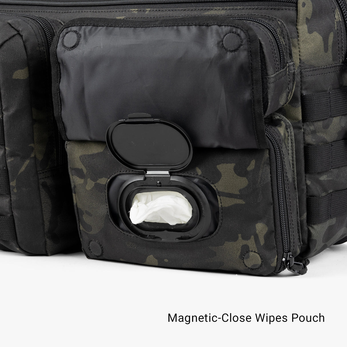 Deuce Diaper Bag Deuce Diaper bag Wipes Pocket Opened Multicam Black