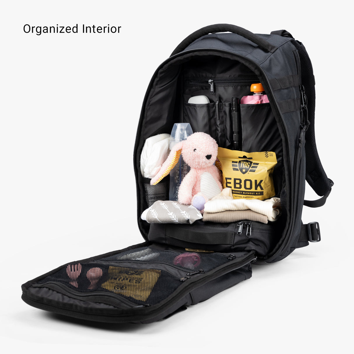 Everyday Backpack Everyday Diaper bag Interior Organization Black