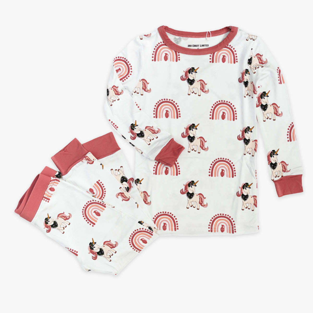 Rainbows & Unicorns 2 Piece Pajama Set | Long-Sleeve Top & Camo