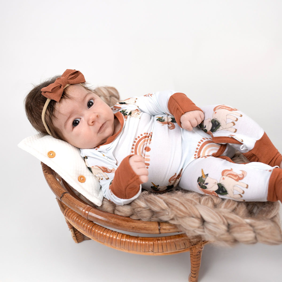 Rainbows & Unicorns Infant Zippie Pajamas | 95% Bamboo | Tiger