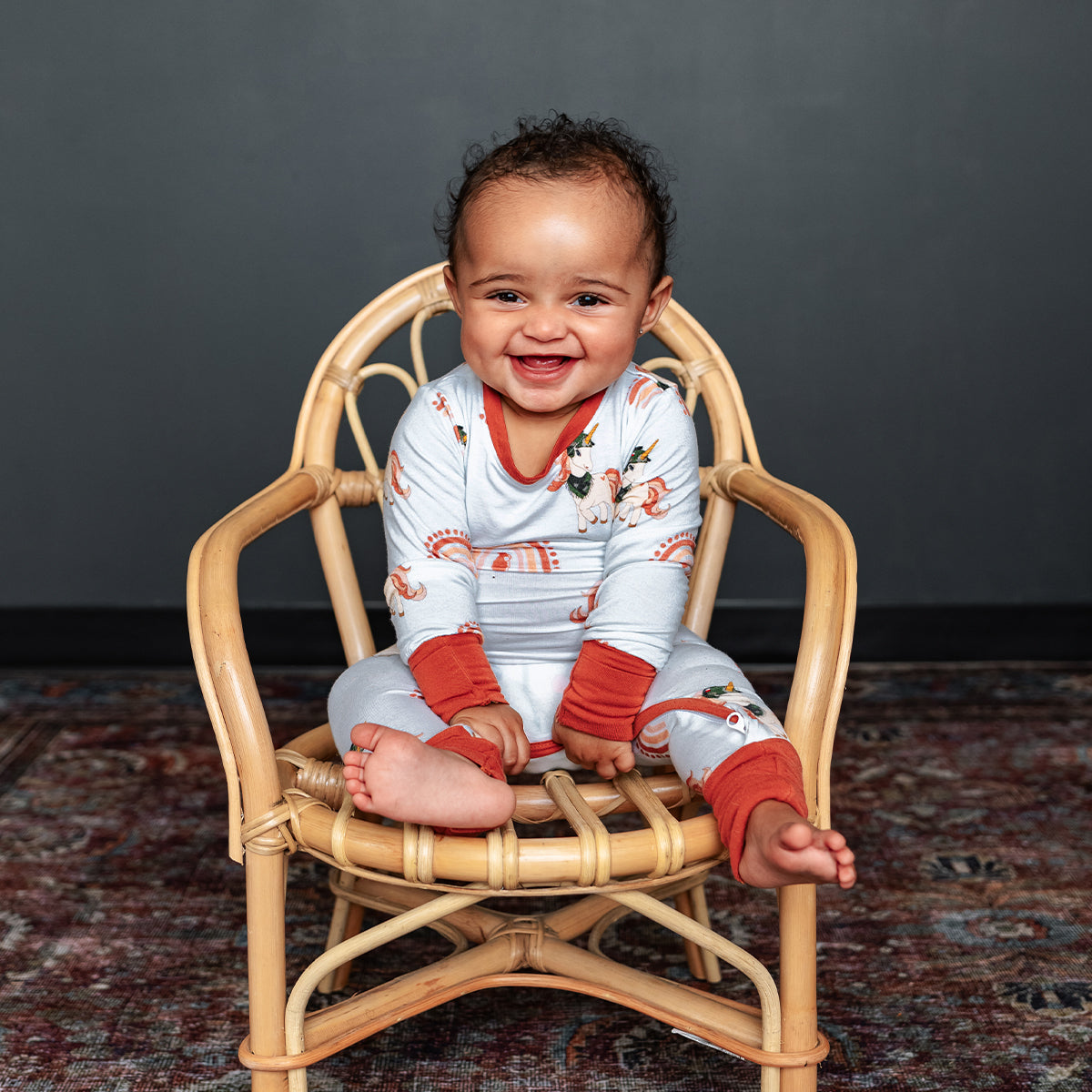 Rainbows & Unicorns Infant Zippie Pajamas | 95% Bamboo | Tiger