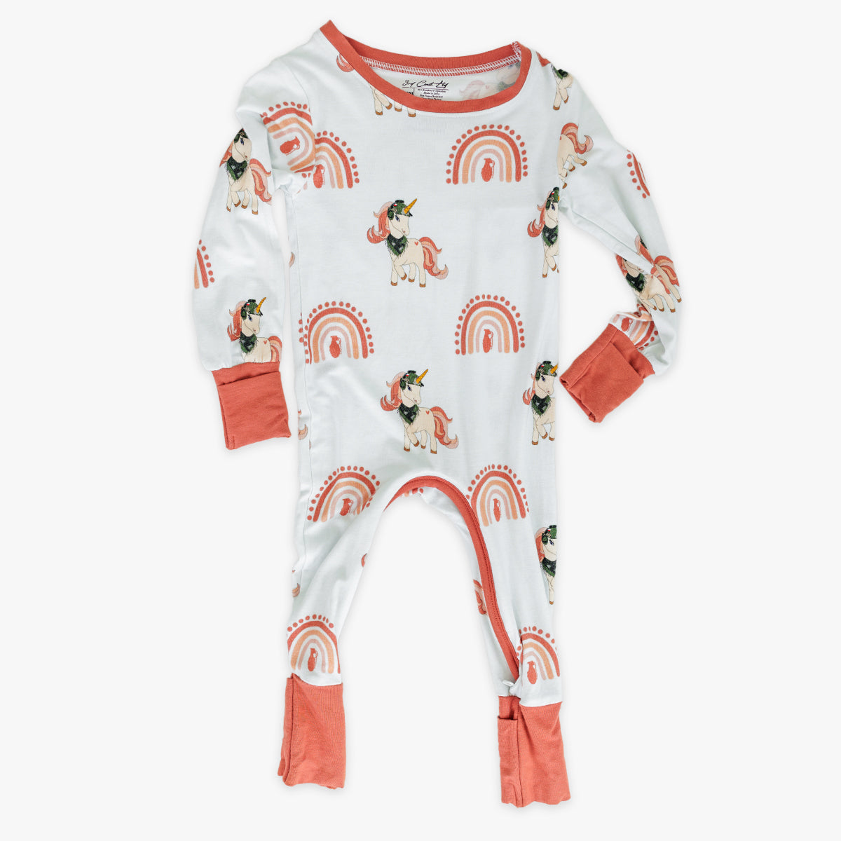 Rainbows & Unicorns Infant Zippie Pajamas | 95% Bamboo | Tiger