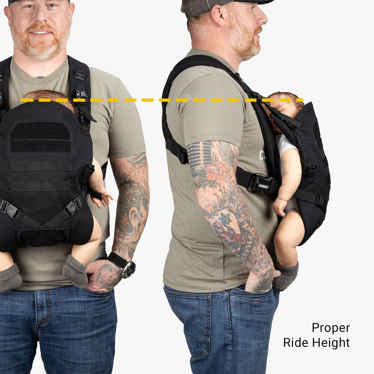 Daypack Diaper Bag + Baby Carrier Bundle Tactical Baby Carrier Ride Height Black