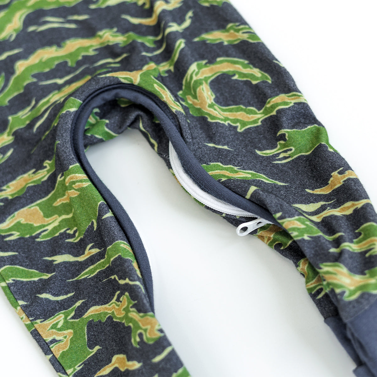 Tiger Stripe Camo Infant Zippie Pajamas | Navy, Tan, Army Green
