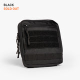 Black rugged military-style diaper bag with multiple compartments, Velcro straps, and durable fabric, now sold out.