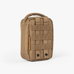 Back view of Coyote Brown cooler pouch revealing MOLLE webbing straps
