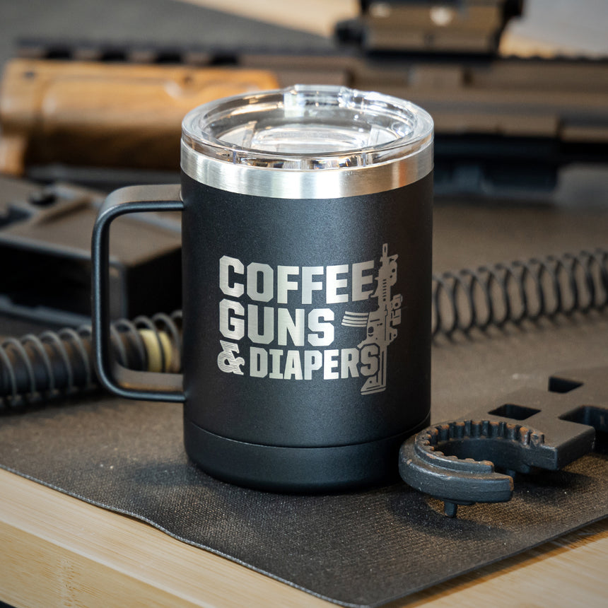 Coffee, Guns, and Diapers Mug - Black mug Lifestyle Coffeegunsdiapers