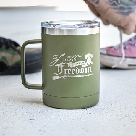 Faith Family Freedom Mug - Green mug Lifestyle Faithfamilyfreedom