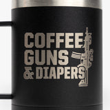 Coffee, Guns, and Diapers Mug - Black mug Solo Coffeegunsdiapers Detail