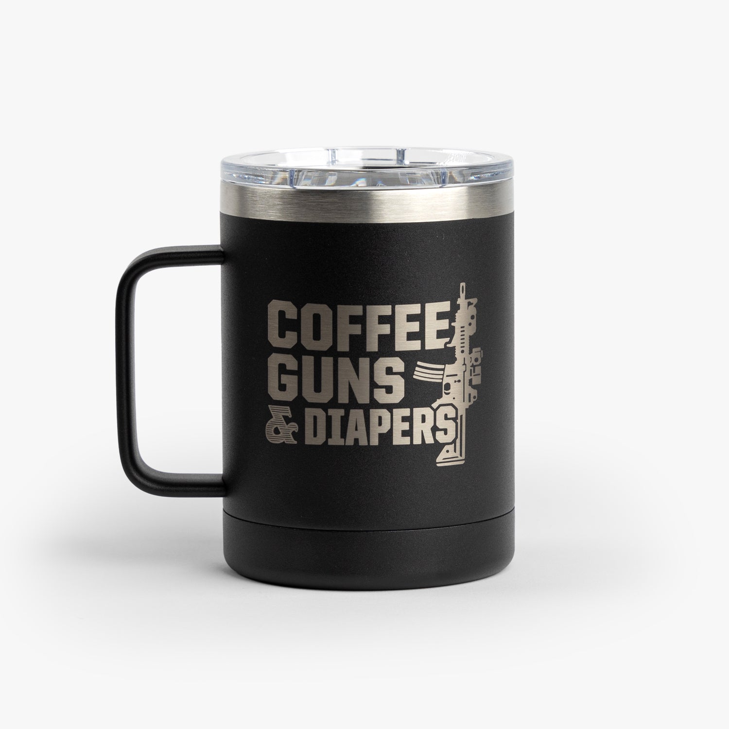 Coffee, Guns, and Diapers Mug - Black