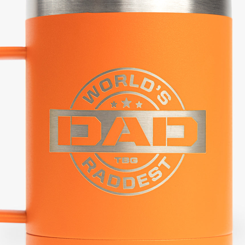 World's Raddest Dad Mug - Orange mug Solo Worldsraddestdad Detail